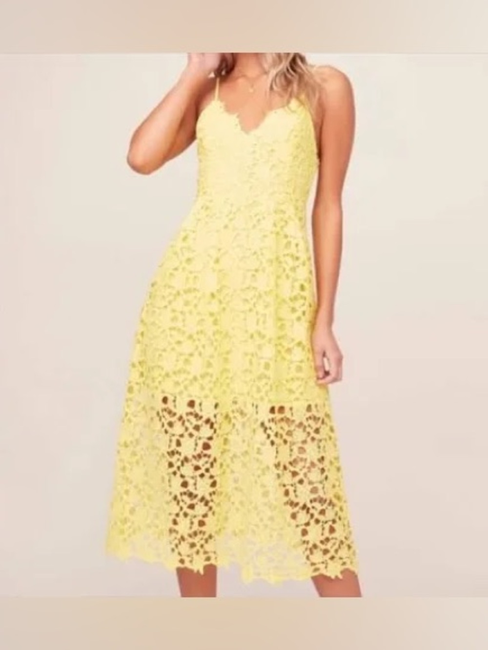 Astr the Label Lace Midi Dress in Yellow